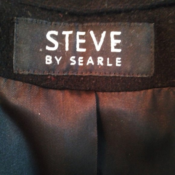 STEVE BY SEARLE -Black Wool Women's Double Breasted Jacket Pea Coat Size 4 - Picture 9 of 9
